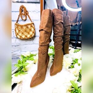 Acata Rhinestone Embellished Knee High Boots